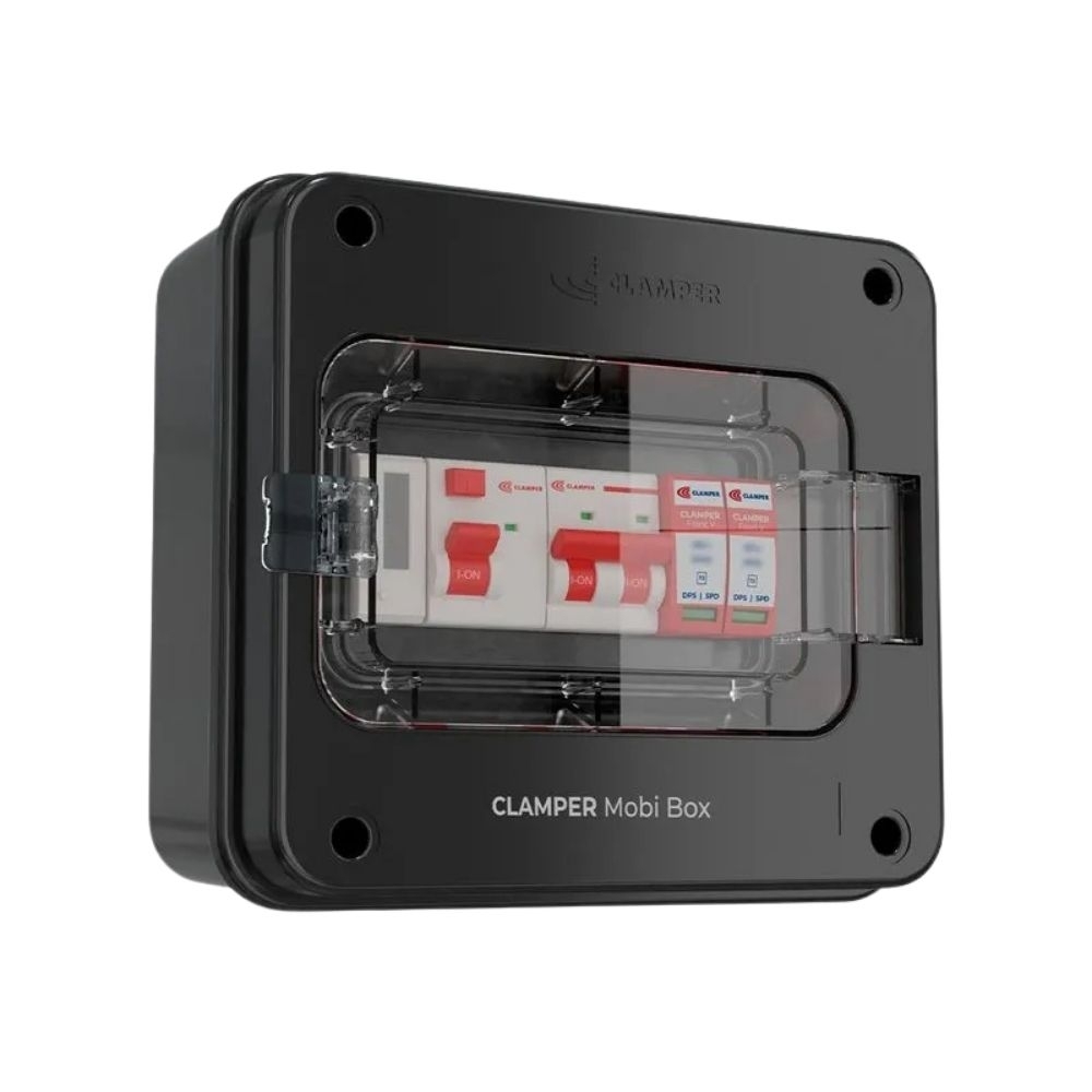 QUADRO PROTETOR CARRO VEICULAR 8KW 220V PRETO MOBI 40A COM MEDIDOR CONSUMO - CLAMPER