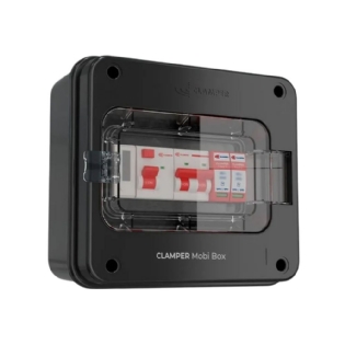 QUADRO PROTETOR CARRO VEICULAR 8KW 220V PRETO MOBI 40A COM MEDIDOR CONSUMO - CLAMPER