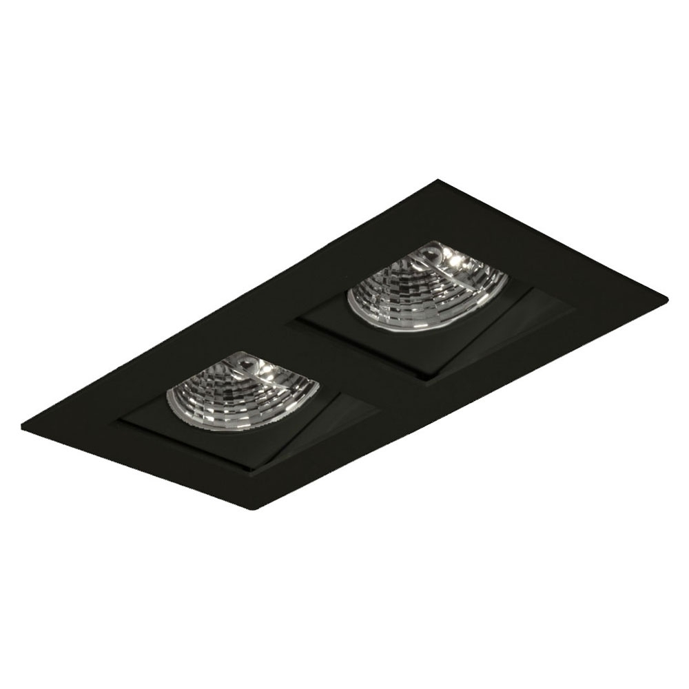 SPOT EMB PARA 2 LAMPADAS AR111 GZ10 RECUADO PRETO MICRO - GOLI