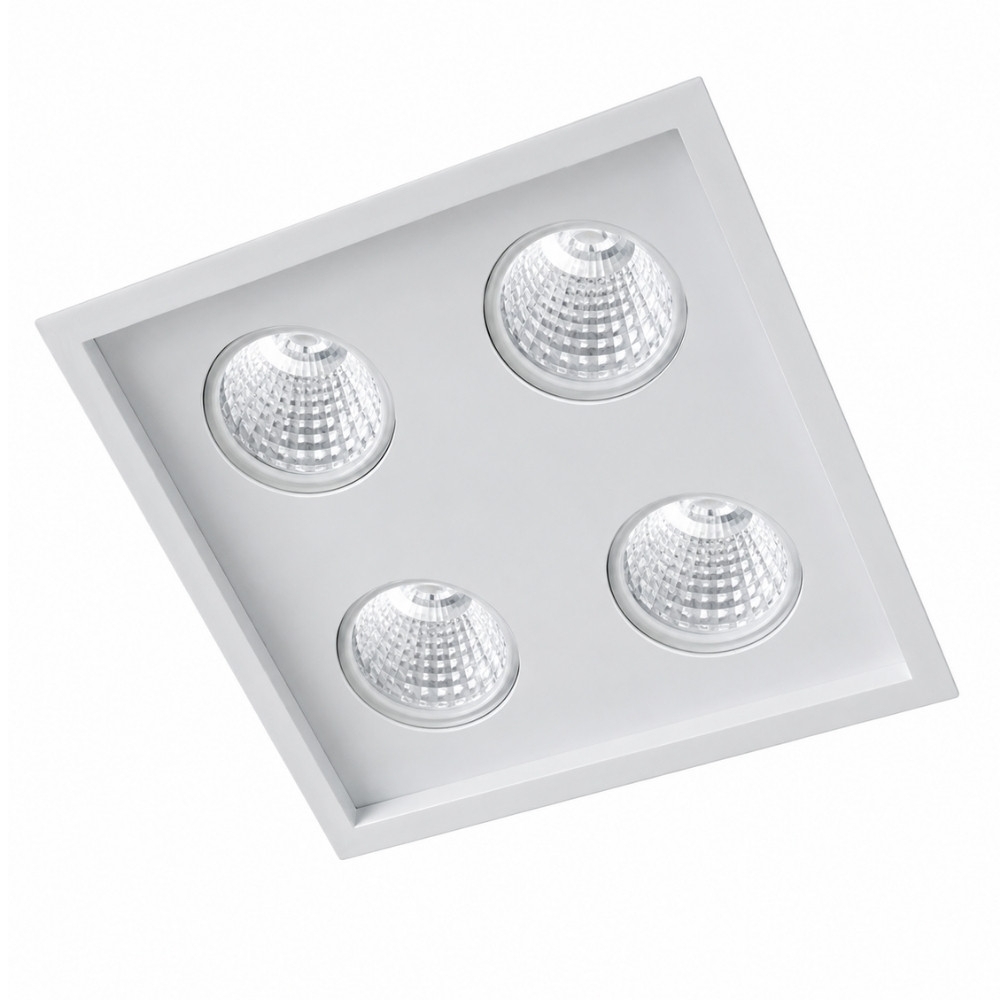 SPOT EMBUTIR PARA 4 LAMPADA DICROICA BRANCO QUADRADO MICRO BORDA BELLA LUCE