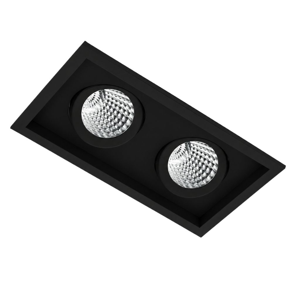 SPOT EMBUTIR PARA 2 LAMPADA PAR20 PRETO QUADRADO MICRO BORDA - BELLA LUCE