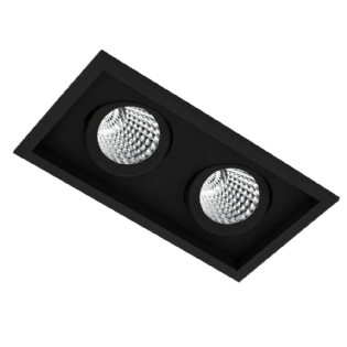 SPOT EMBUTIR PARA 2 LAMPADA PAR20 PRETO QUADRADO MICRO BORDA - BELLA LUCE