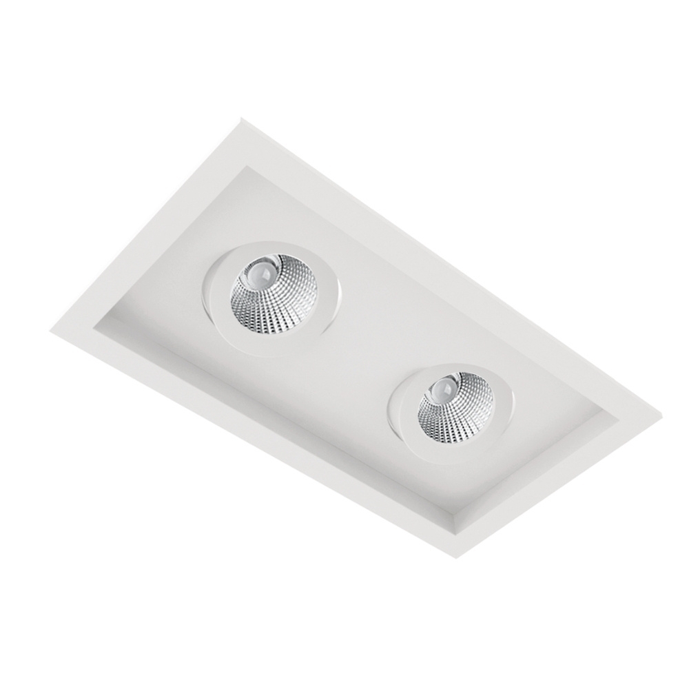 SPOT EMBUTIR PARA 2 LAMPADA MINI DICROICA BRANCO QUADRADO MICRO BORDA