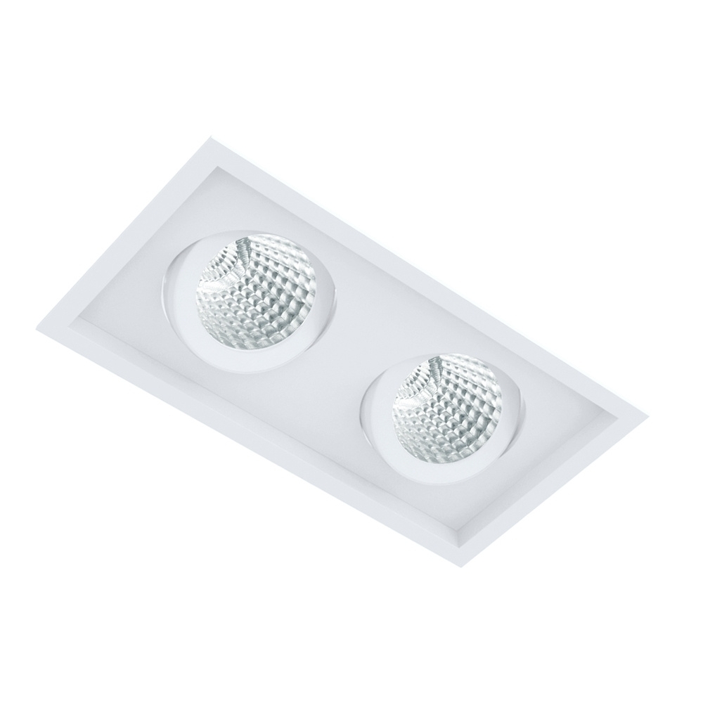 SPOT EMBUTIR PARA 2 LAMPADA PAR20 BRANCO QUADRADO MICRO BORDA