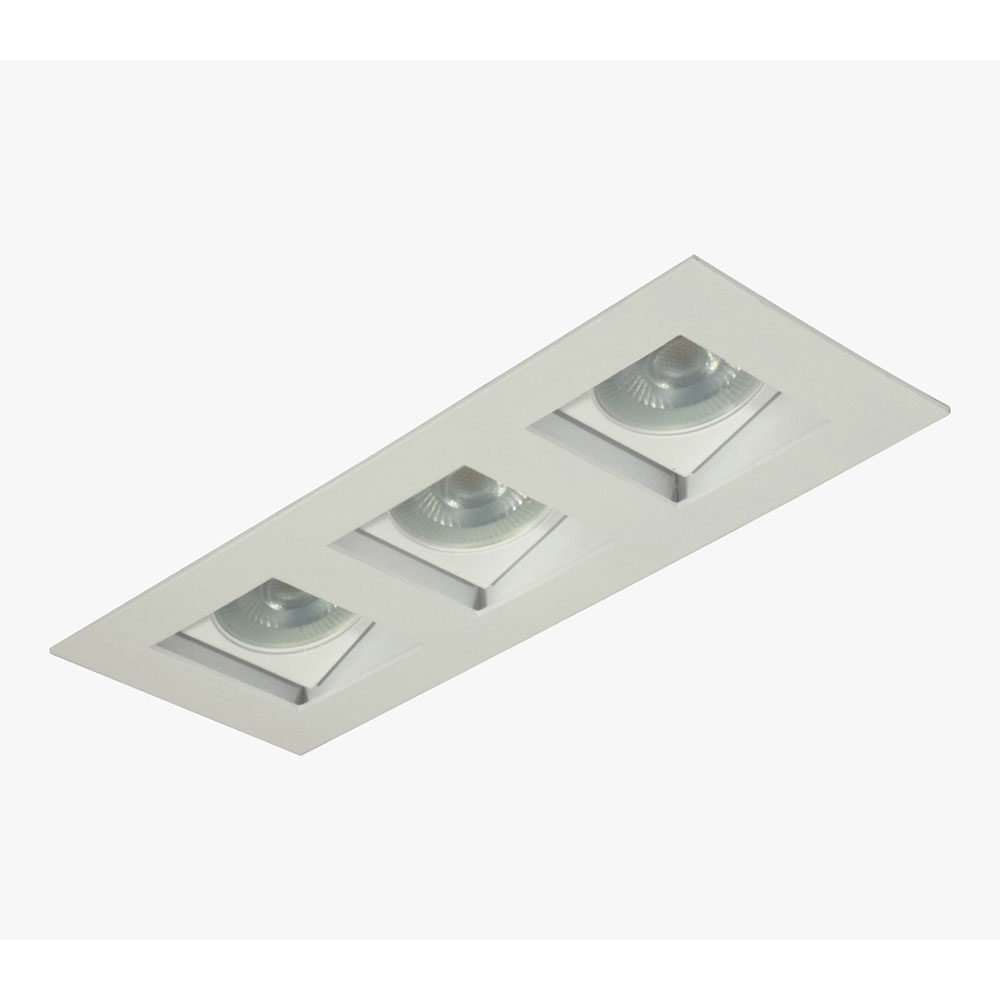 SPOT EMBUTIR PARA 3 LAMPADA DICROICA GZ10 RECUADO BRANCO MICRO - GOLI