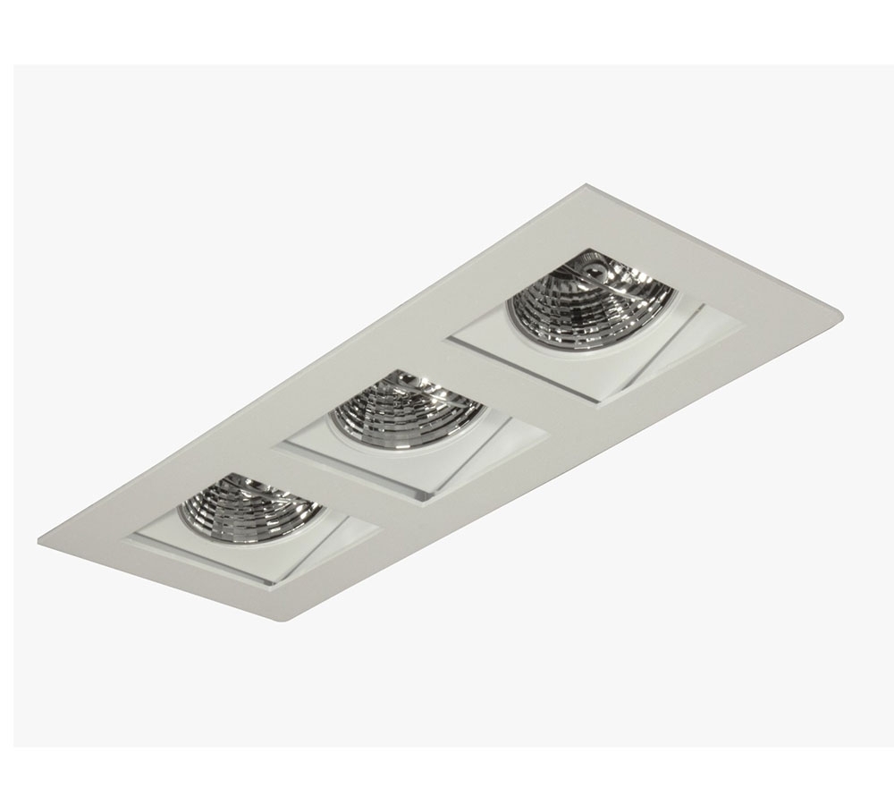 SPOT EMBUTIR PARA 3 LAMPADAS AR111 GZ10 RECUADO BRANCO MICRO - GOLI