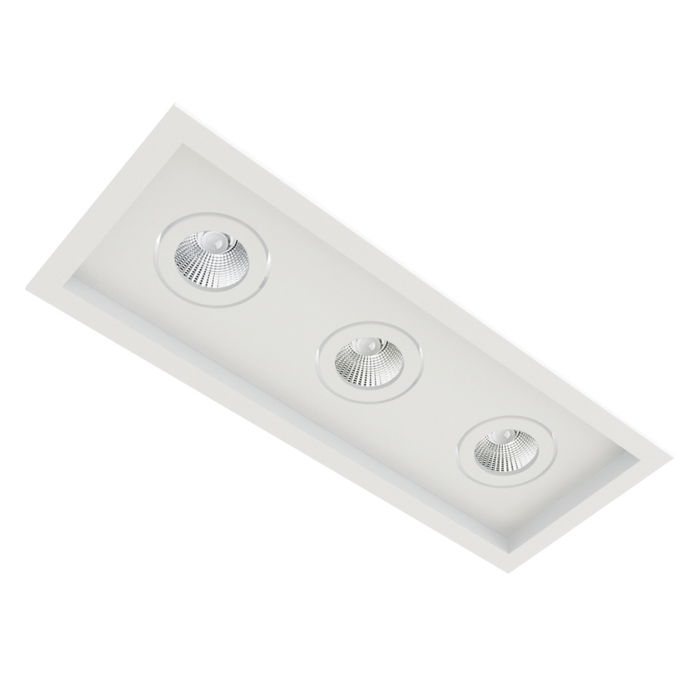 SPOT EMBUTIR PARA 3 LAMPADA MINI DICROICA BRANCO QUADRADO MICRO BORDA - BELLA LUCE