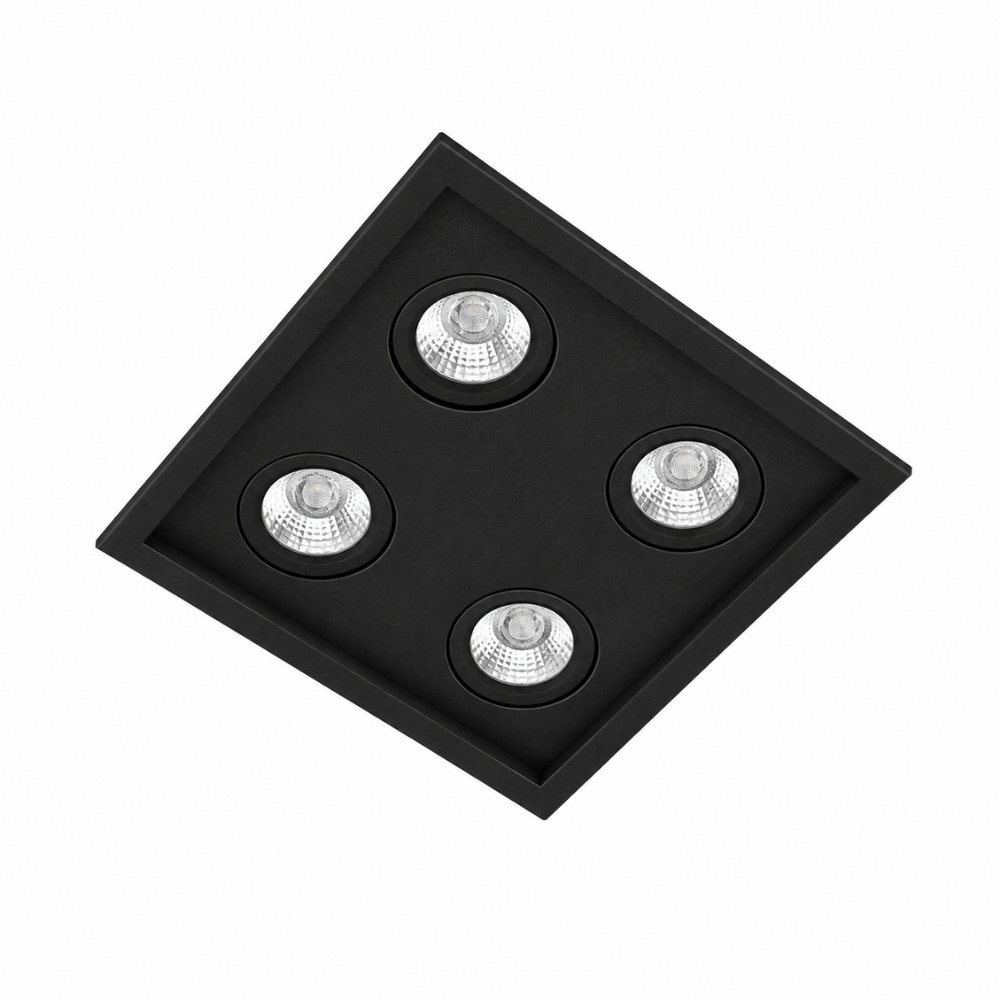 SPOT EMBUTIR PARA 4 LAMPADA DICROICA PRETO QUADRADO MICRO BORDA - BELLA LUCE