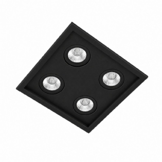 SPOT EMBUTIR PARA 4 LAMPADA DICROICA PRETO QUADRADO MICRO BORDA - BELLA LUCE
