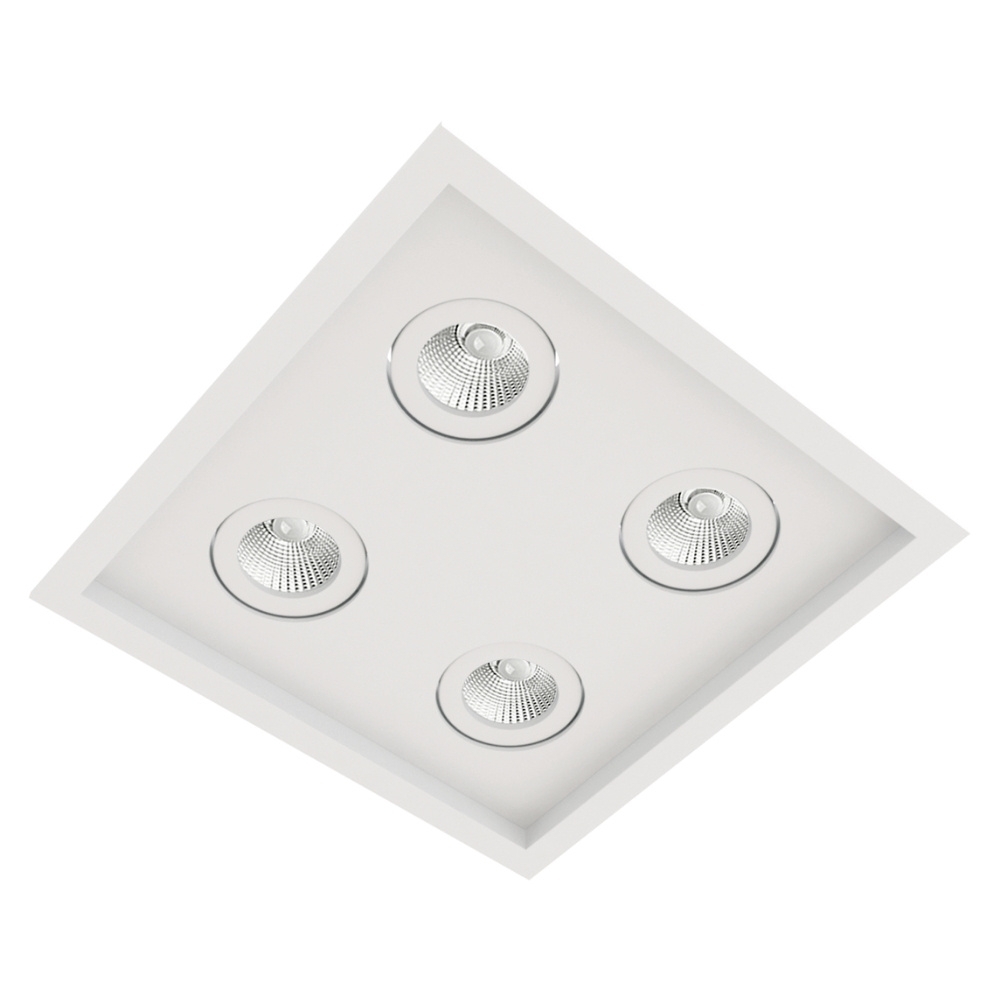 SPOT EMBUTIR PARA 4 LAMPADA MINI DICROICA BRANCO QUADRADO MICRO BORDA
