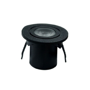 SPOT LED WOOD EMBUTIR 1W BIVOLT LUZ AMARELA 3000K 60LM REDONDO PRETO DIRECIONAVEL - GAYA