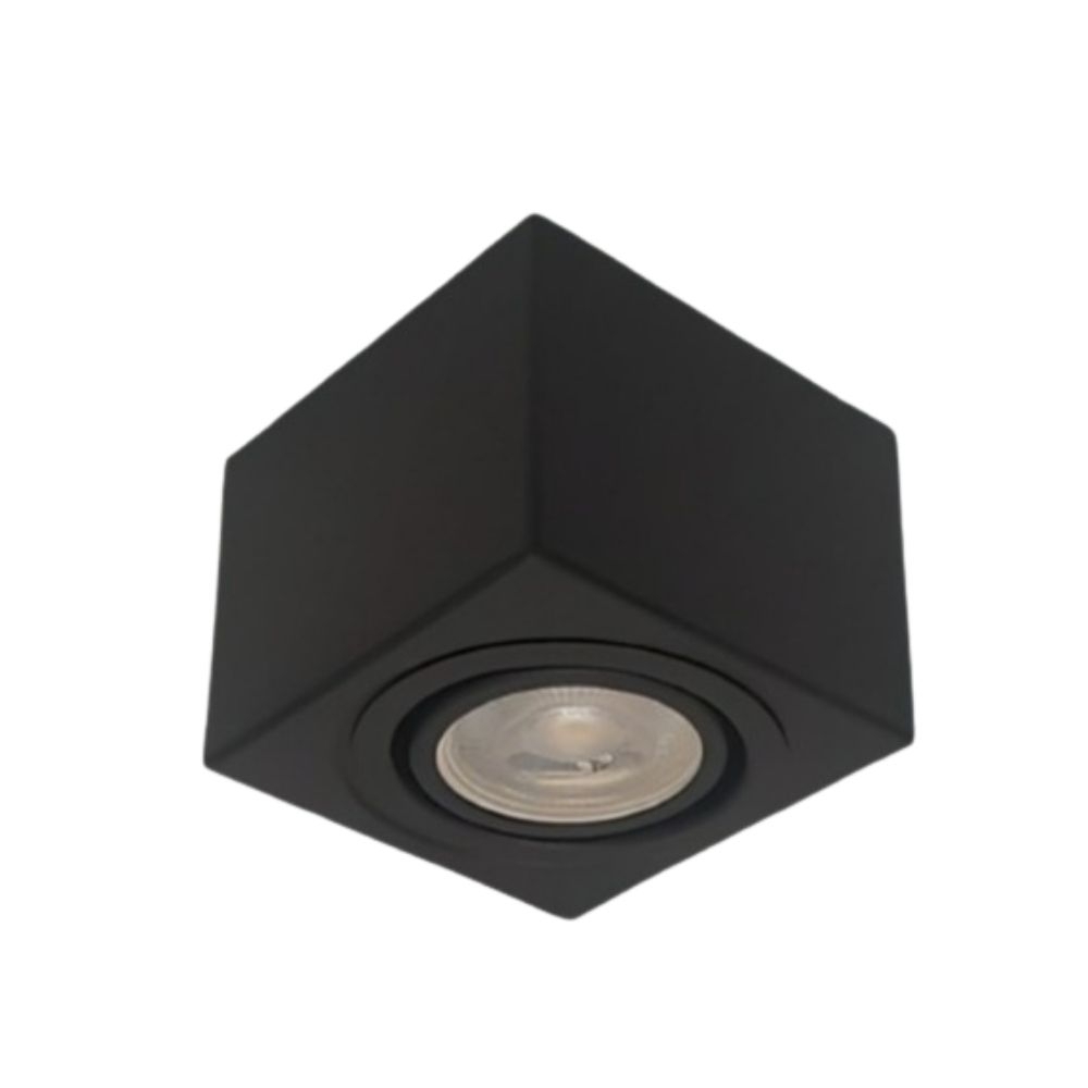SPOT SOBREPOR PARA 1 LAMPADA AR70 PRETO QUADRADO - GOLIGHT