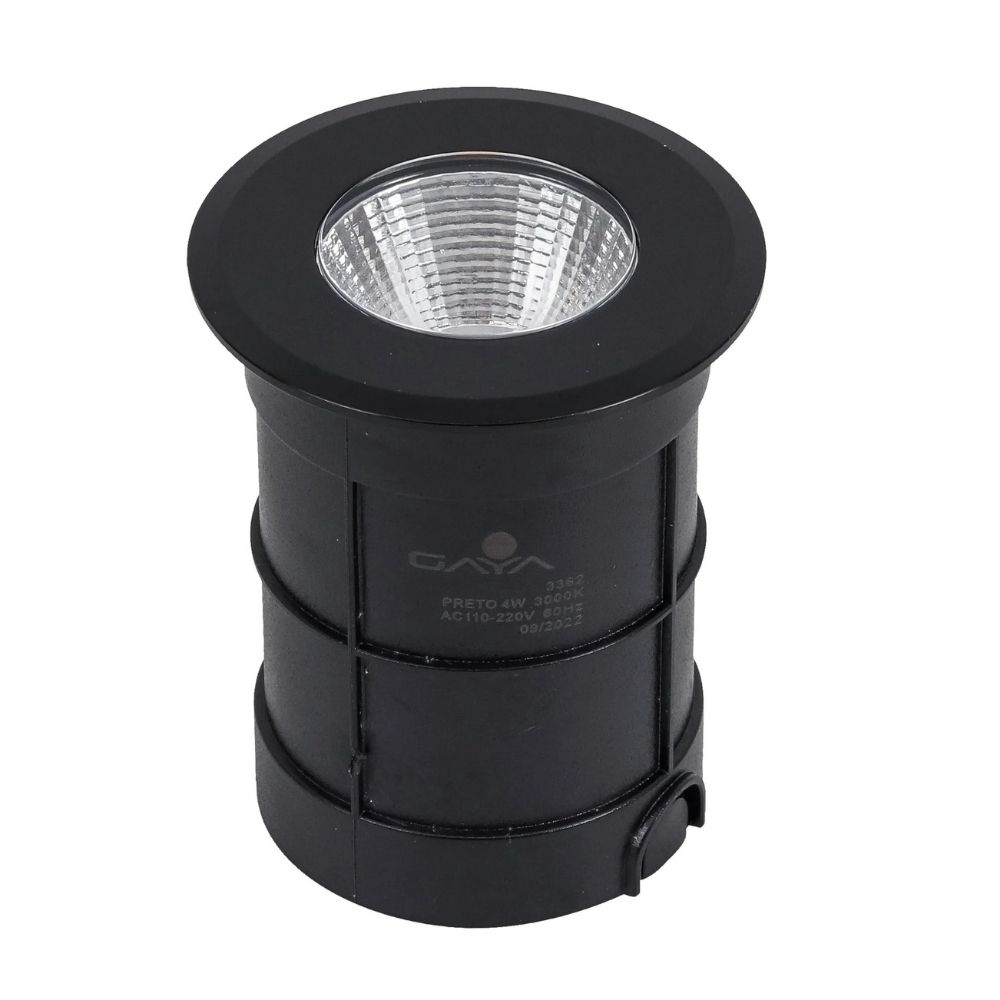 SPOT SOLO LED EMBUTIR 6W BIVOLT LUZ BRANCA 6000K 510LM PRETO COB IP67 - GAYA