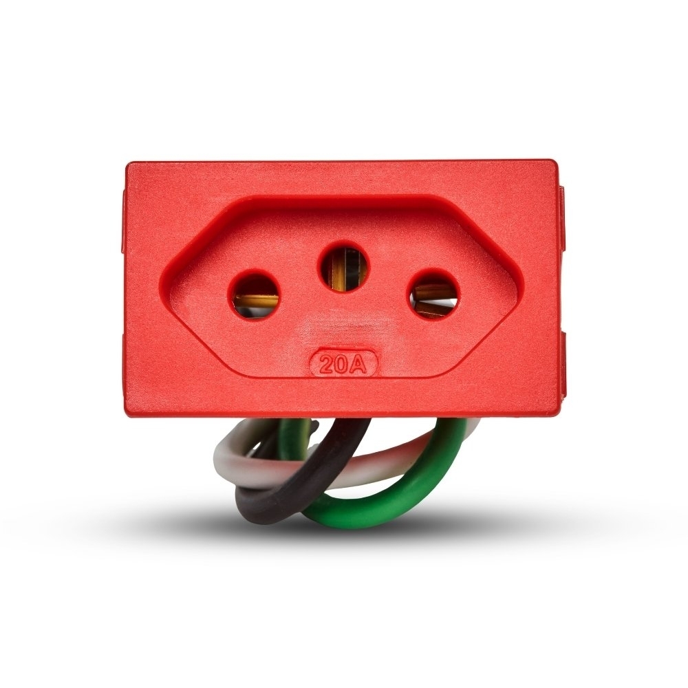TOMADA INDUSTRIAL 2 POLO+TERRA 20A COM RABICHO VERMELHO - STECK