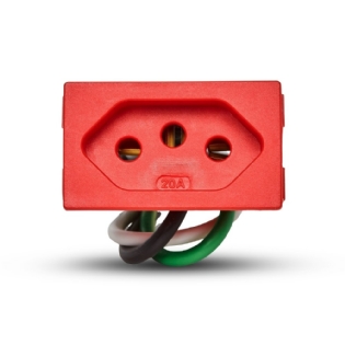 TOMADA INDUSTRIAL 2 POLO+TERRA 20A COM RABICHO VERMELHO - STECK