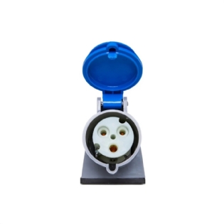 TOMADA INDUSTRIAL 2 POLOS + TERRA EXTERNO 32A 200/250V AZUL 6H COM PRENSA CABO - STECK