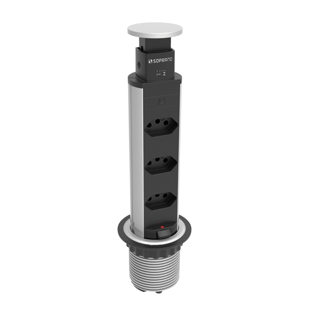 TORRE 3 TOMADAS 16A 3500W PRATA - SOPRANO