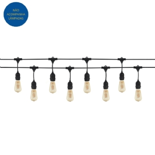 VARAL FESTAO COM 8 SOQUETES E27 PRETO IP65 5 METROS - BLUMENAU